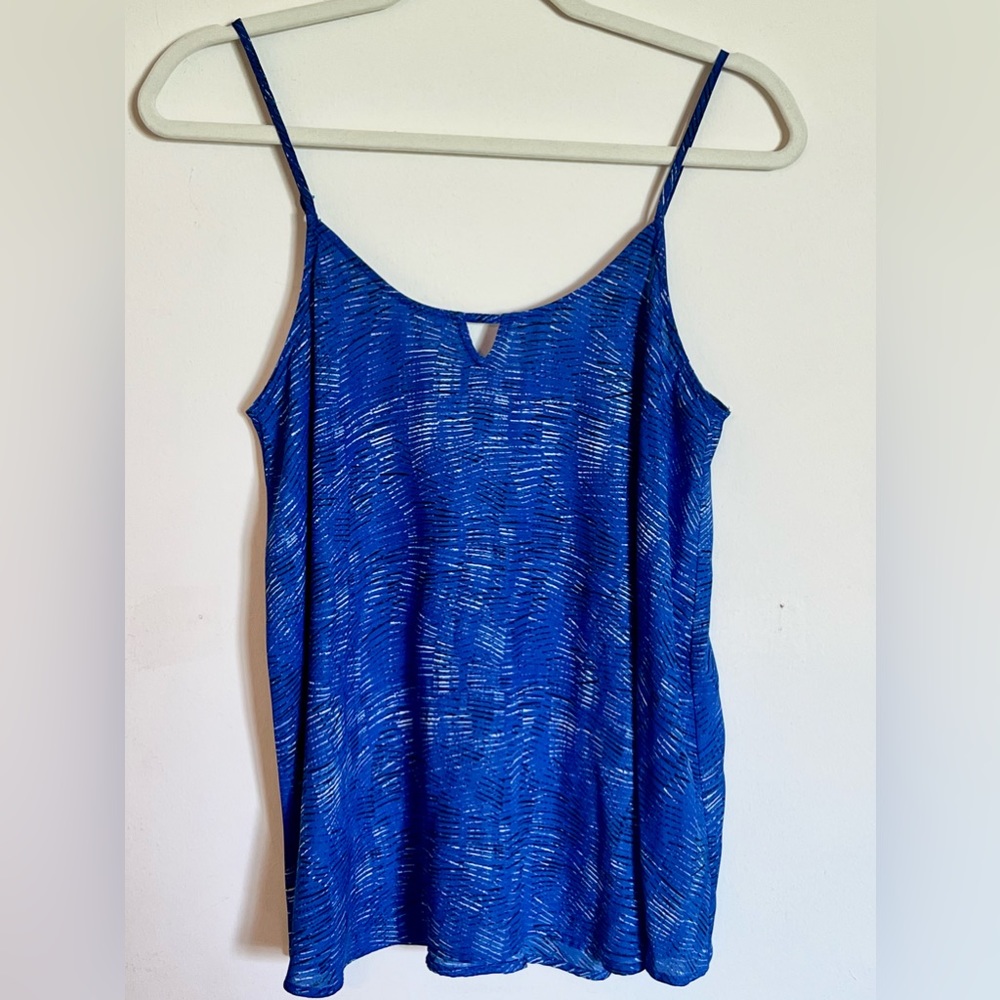 Apt 9 Women's Cami Georgette Blue Keyhole Spaghetti Strap Top Size M